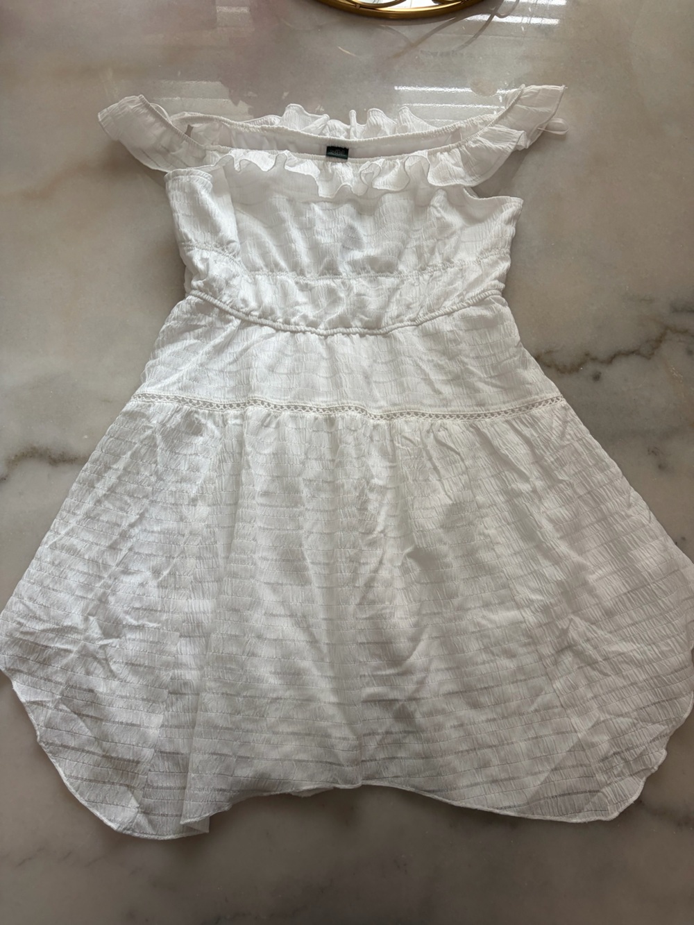 wild fable White Ruffled Off-Shoulder  Dress